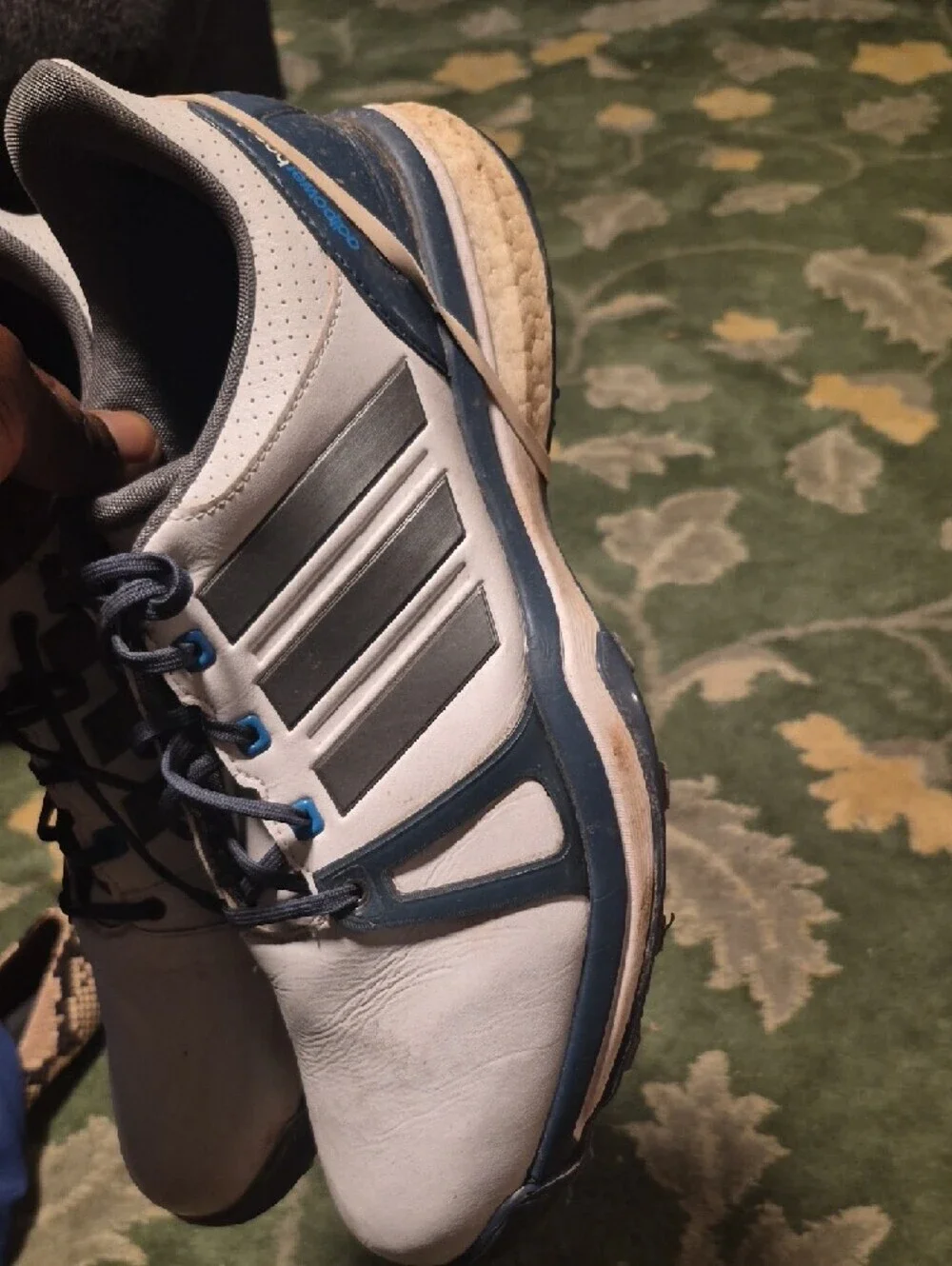 Men's White and Navy Athletic Shoes with Cushioned Support